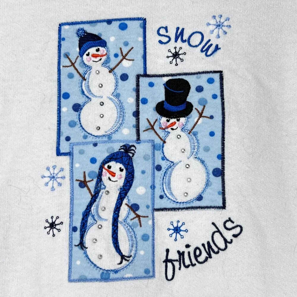 Vtg MC Sportswear Snow Friends Embroidered Sweatshirt L White Blue Grannycore - Picture 2 of 10